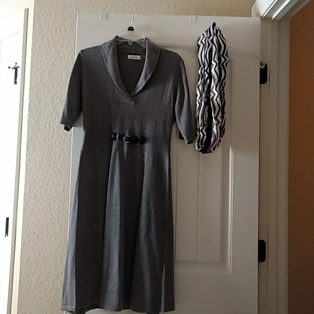 Gray and black sweater dress
